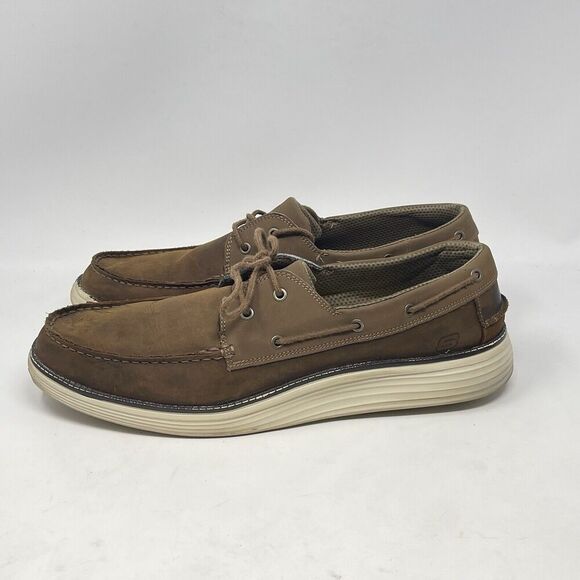 Skechers Status 2.0 Former Boat Shoes Mens 13 Brown Leather Loafer Lace Up Deck main image 10